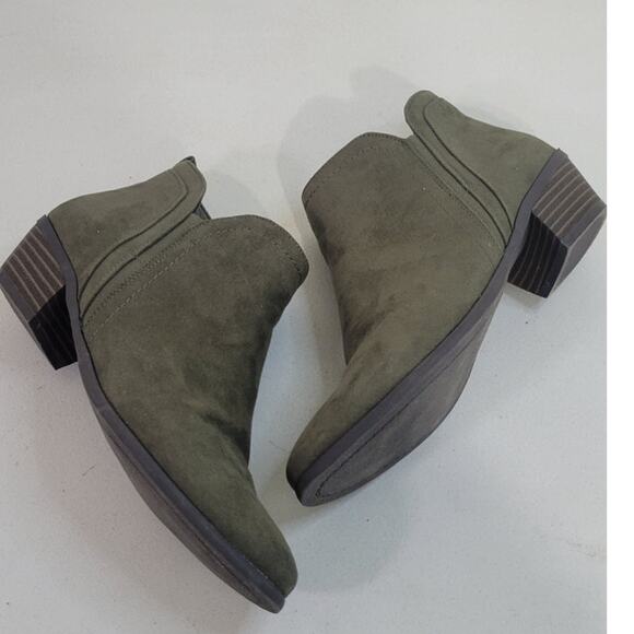 Madeleine Booties Womens Size 8 Olive Green Suede Bootie Zip Up Casual Boho Shoe - Picture 4 of 10